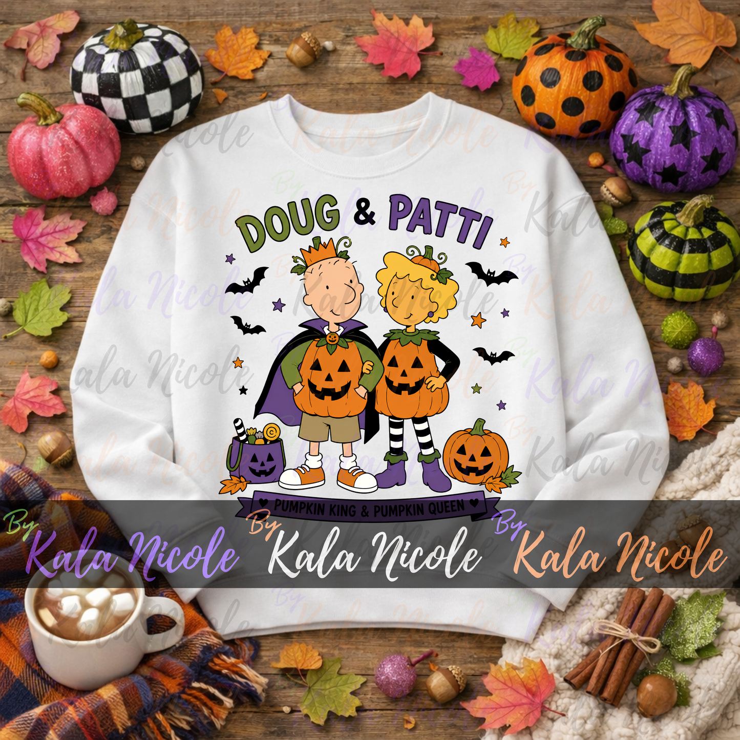 90s Cartoon Halloween Pumpkin Couple PNG