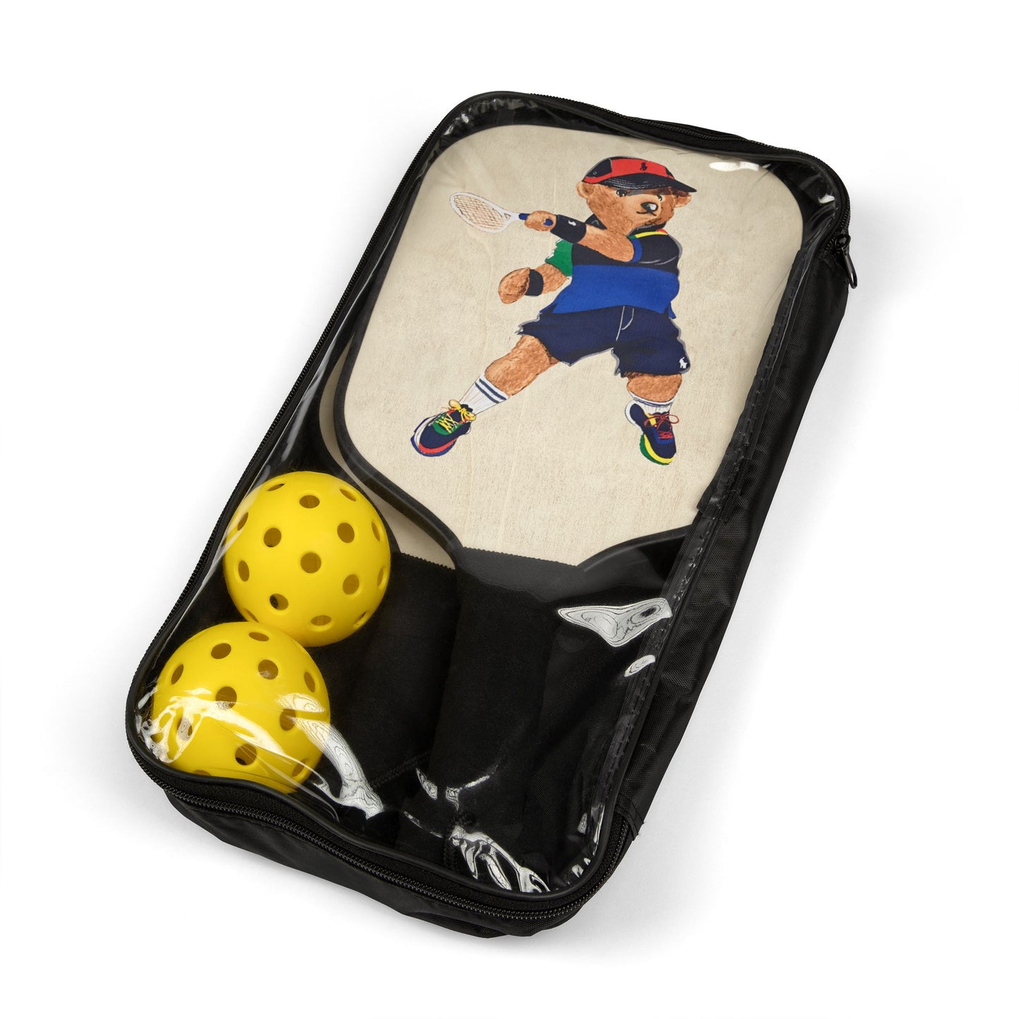 Pickleball Paddle Set – Retro Vintage Bear Design (2 Pack with Balls)
