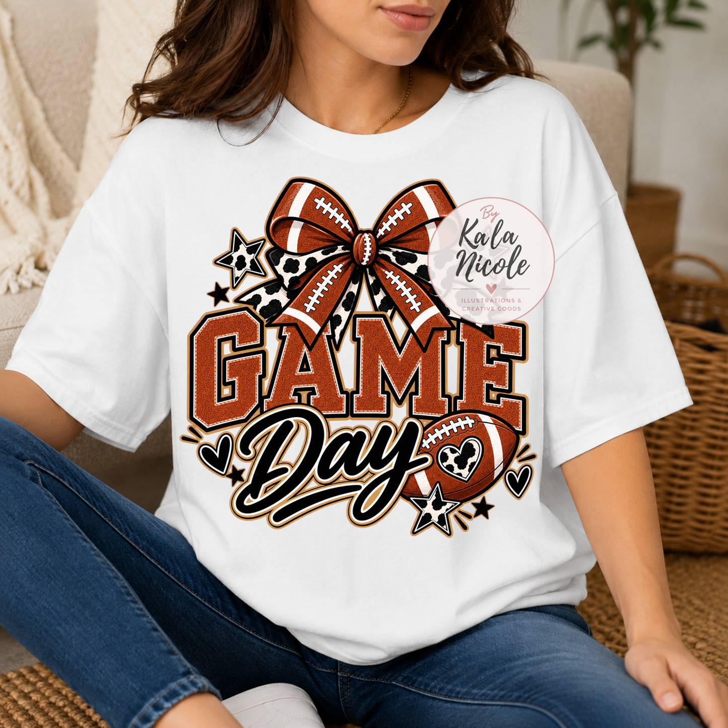 Football Mama Cow Print PNG