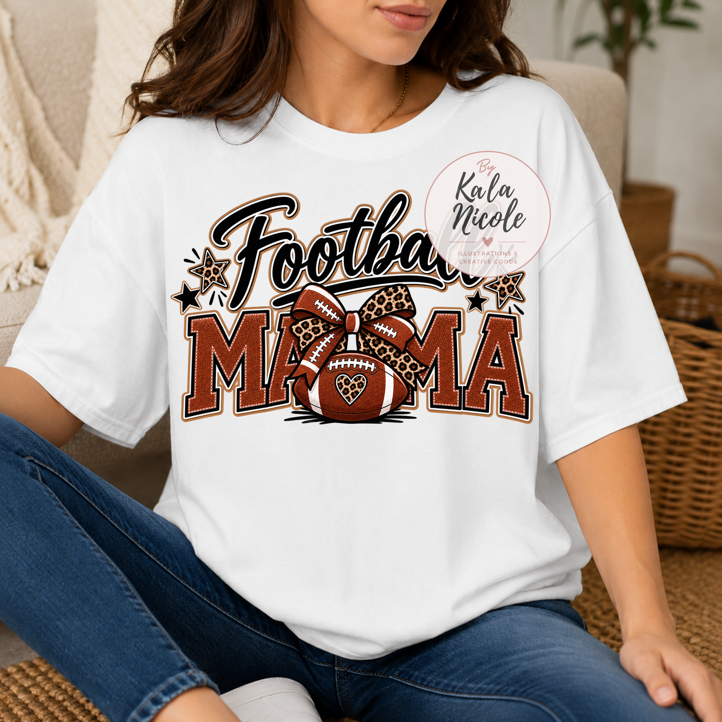 Football Mama Leopard Print PNG