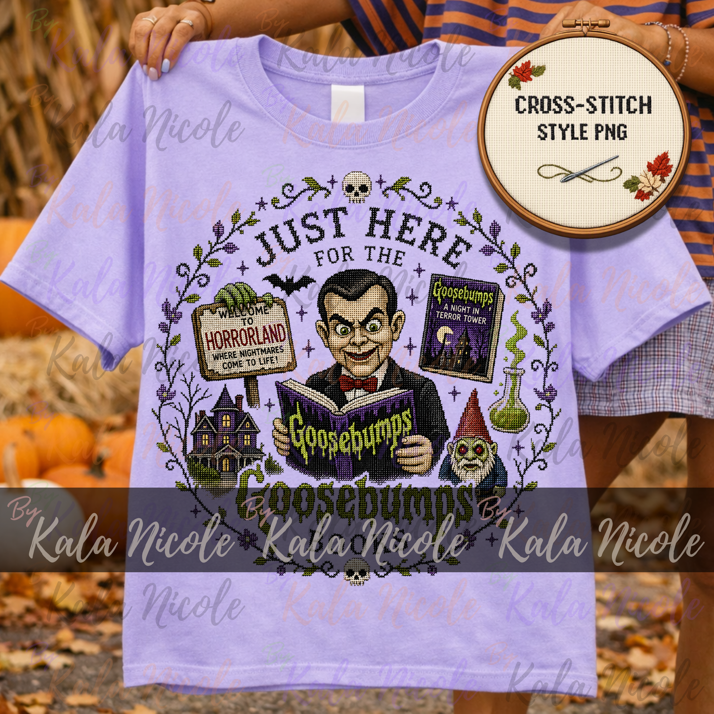 Just Here for the Books Cross-Stitch PNG | Goosebumps