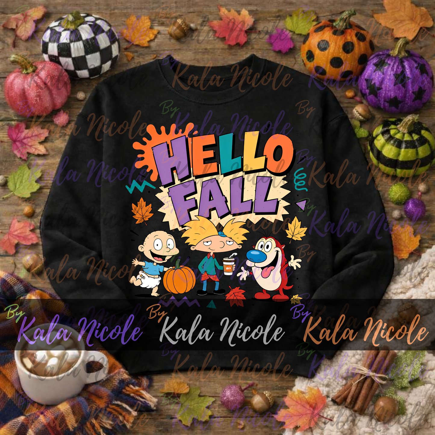90s Cartoon Hello Fall PNG