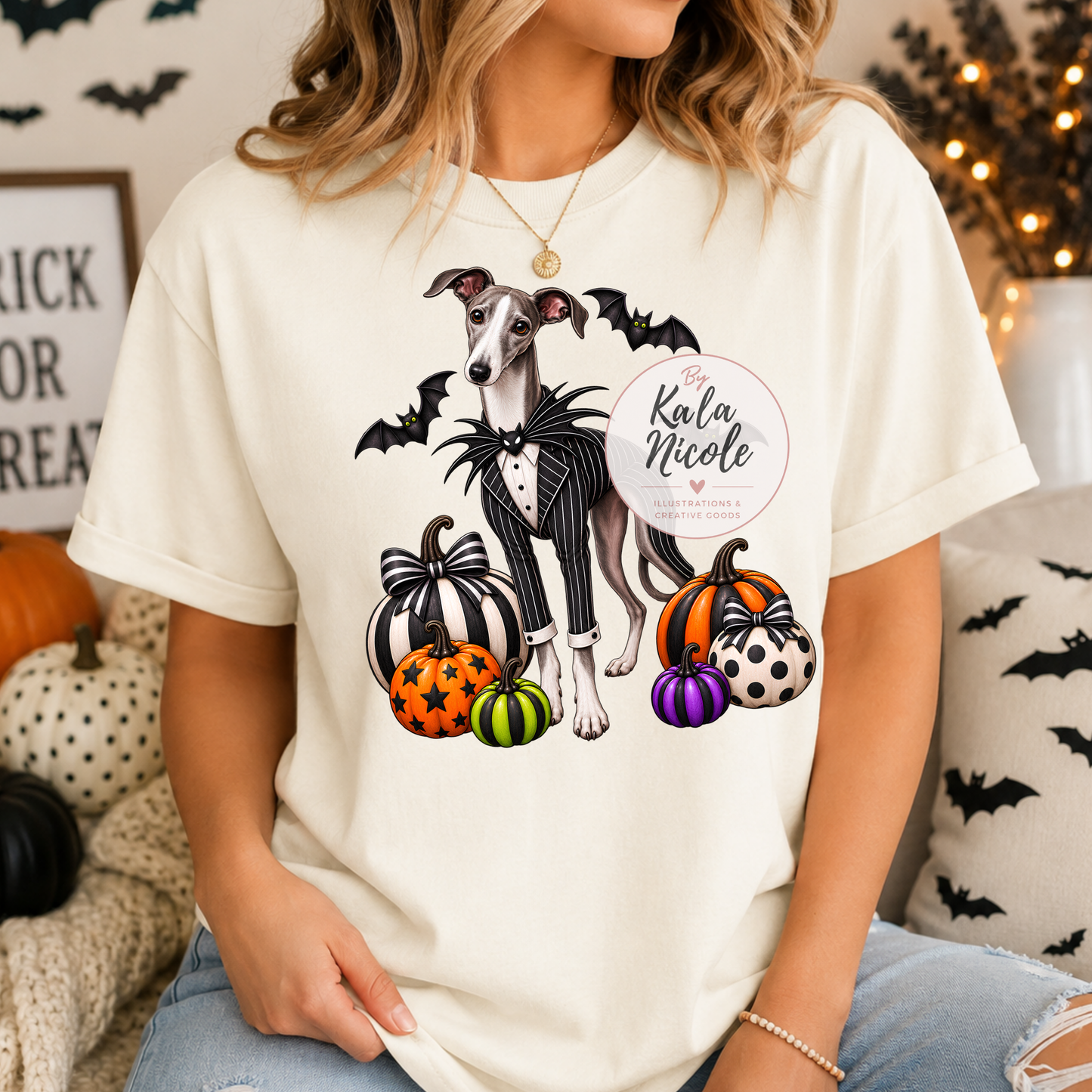 Italian Greyhound Jack Skellington Halloween PNG Version 2