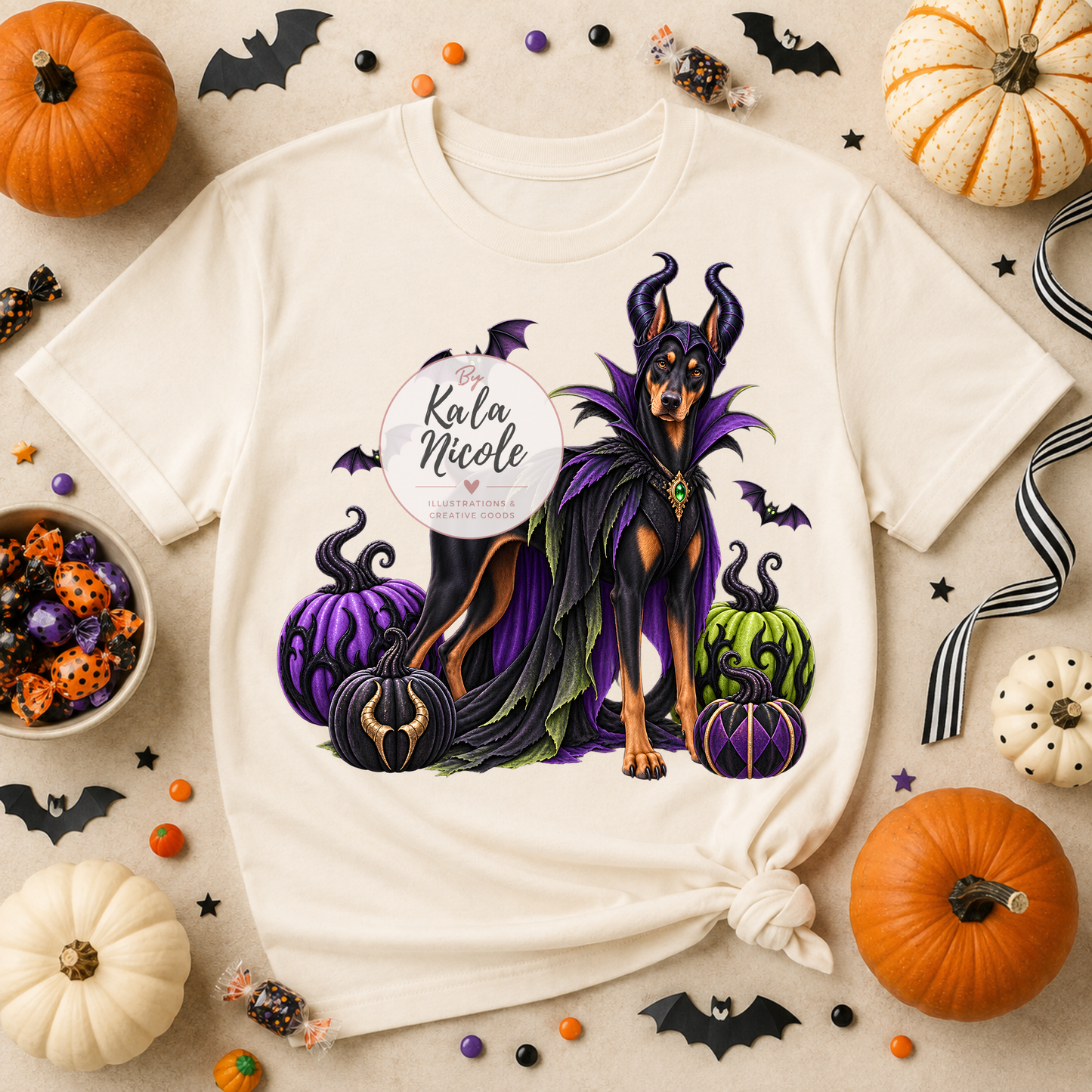 Doberman Maleficent Halloween PNG