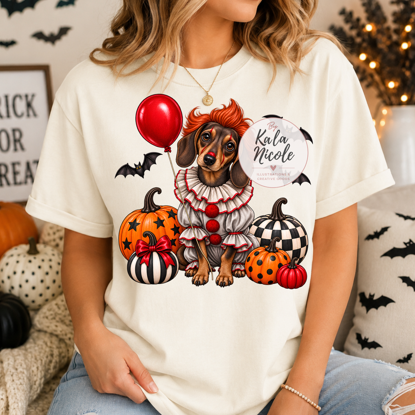 Dachshund Pennywise Halloween PNG