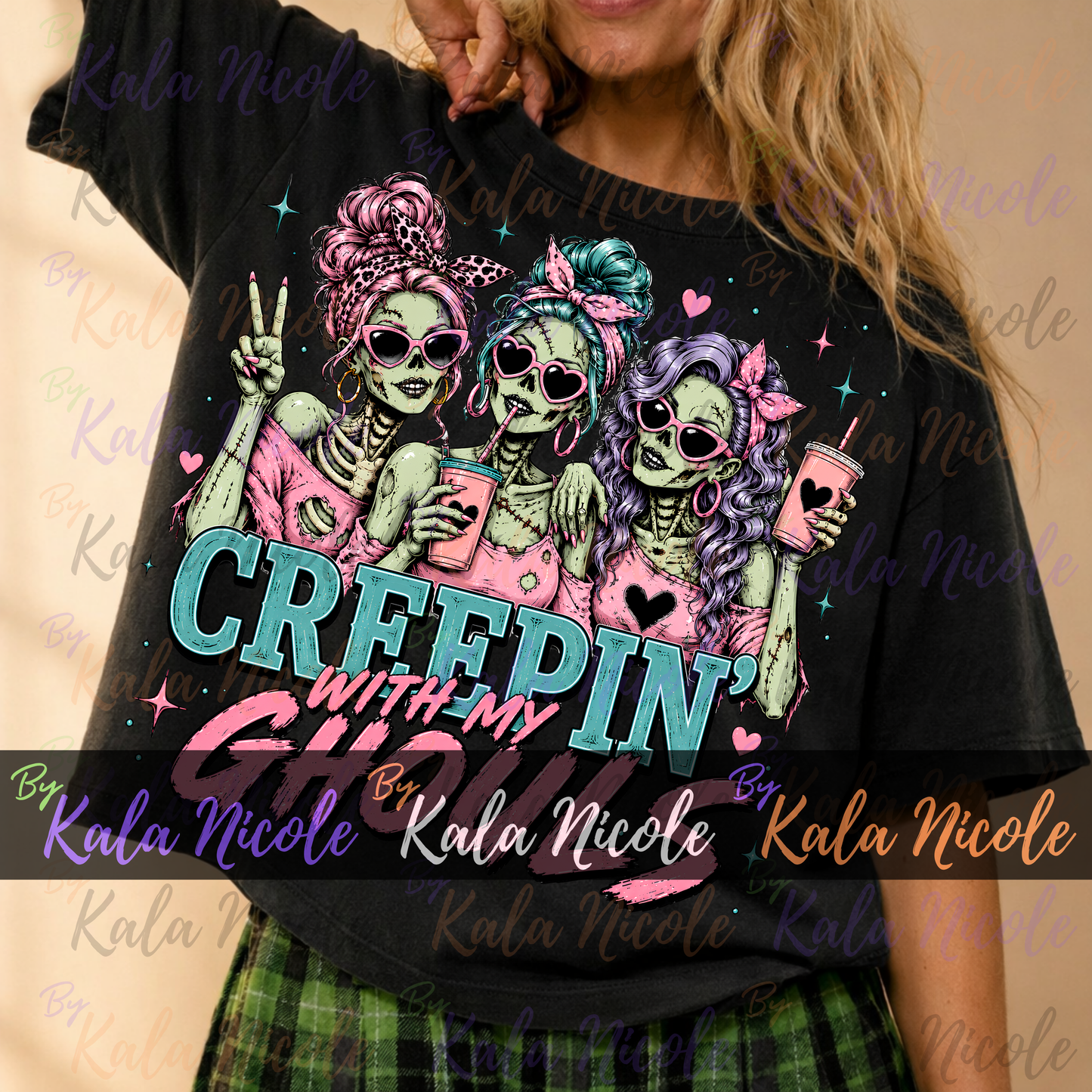 Creepin' With My Ghouls PNG | Trendy Halloween PNG | Fall PNG | Cute Zombie Clipart (Digital Download)