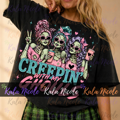Creepin' With My Ghouls PNG | Trendy Halloween PNG | Fall PNG | Cute Zombie Clipart (Digital Download)