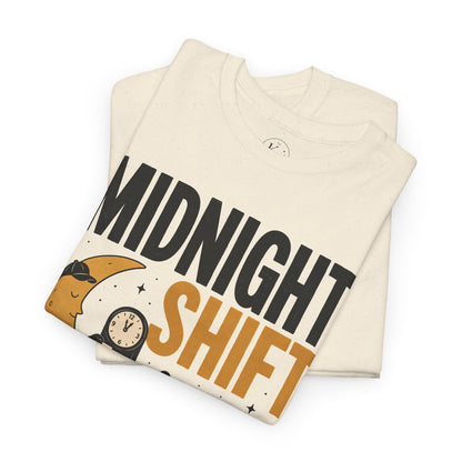 Midnight Shift Pop Art Tee — Moon & Stars 'Clocking In' Night Tee