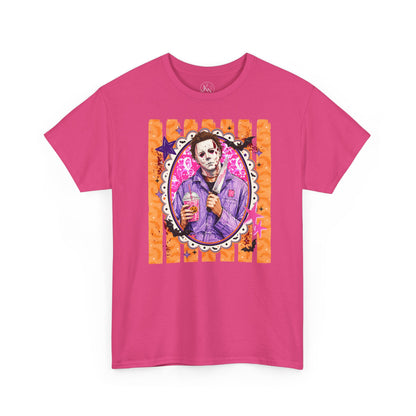 Halloween Michael Myers Portrait Tee — Colorful Spooky Horror Shirt