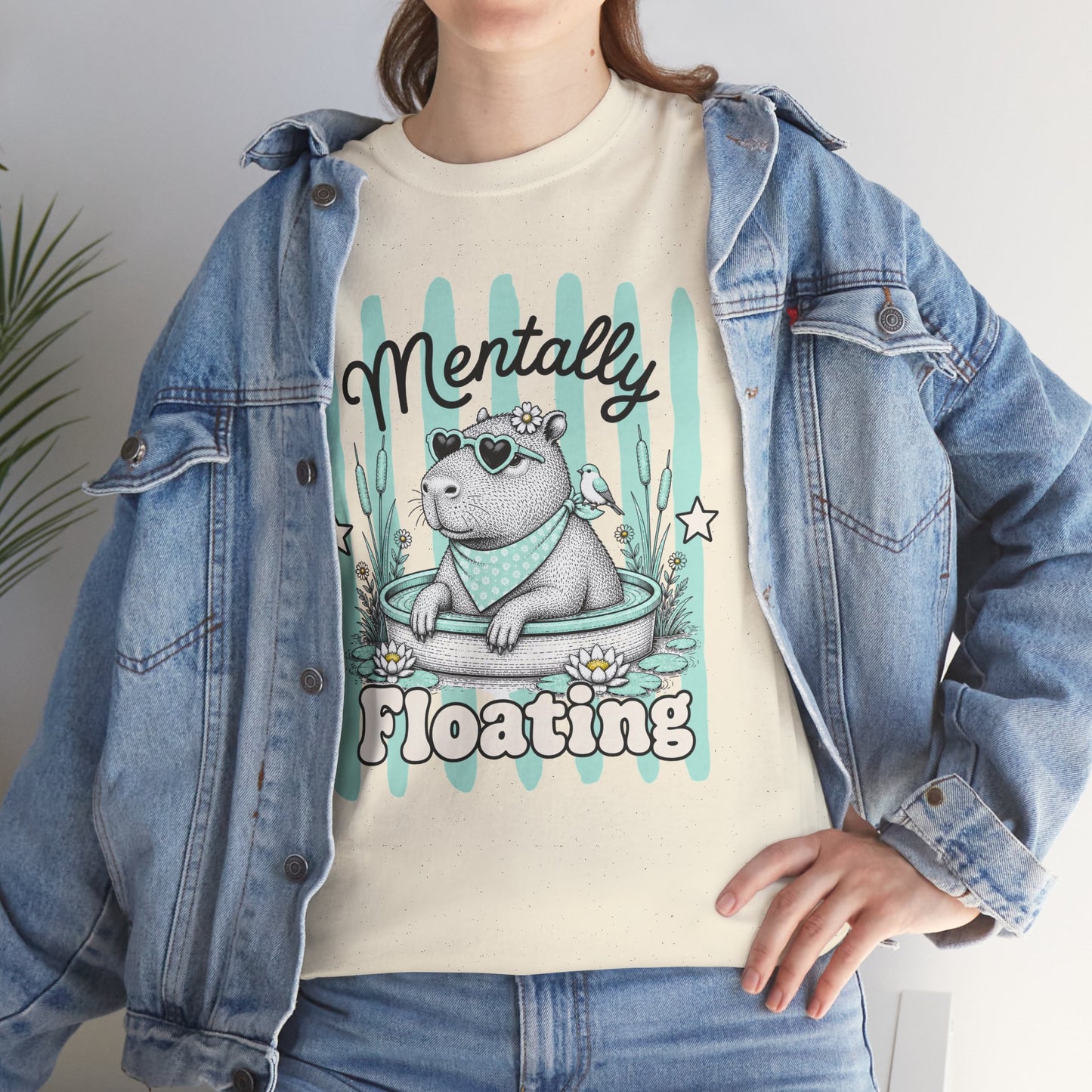 Mentally Floating Retro Capybara Graphic Tee