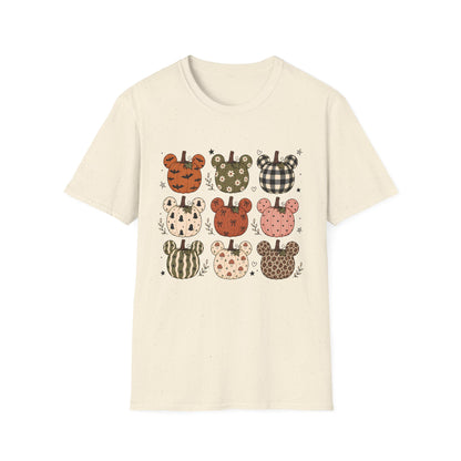 Mickey Pumpkin Patch Tee — Cute Plaid & Floral Halloween T-Shirt