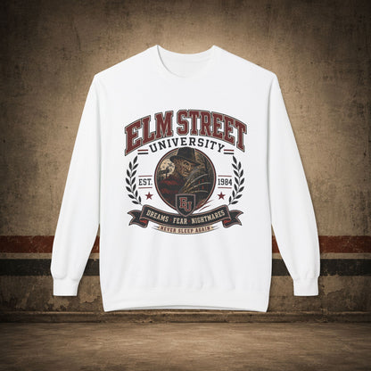Elm Street University Crewneck Sweatshirt – Retro Horror School Logo