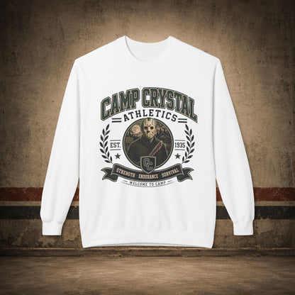 Camp Crystal College Crewneck Sweatshirt – Retro Horror School Logo