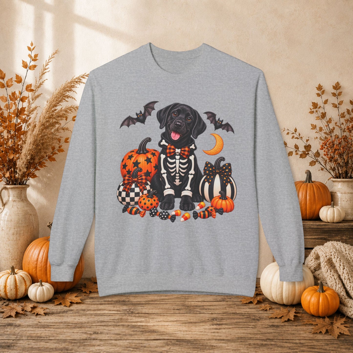 Black Lab Skeleton Halloween Sweatshirt