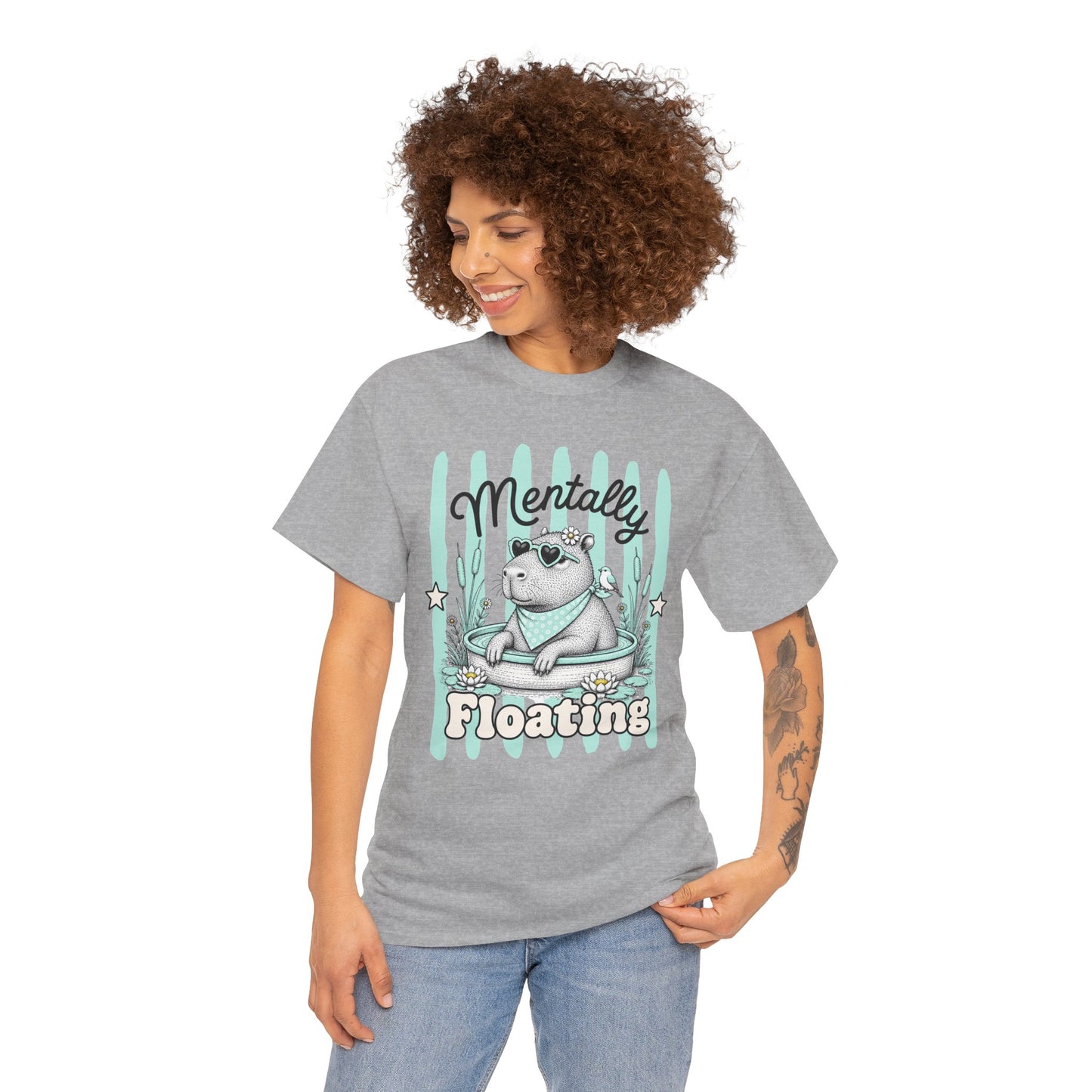 Mentally Floating Retro Capybara Graphic Tee