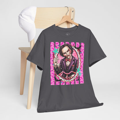 Saw Portrait Tee — Colorful Spooky Horror Shirt