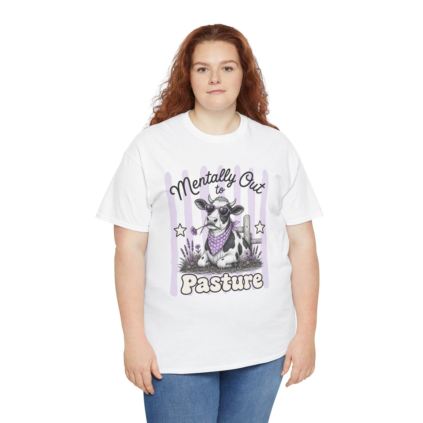 Mentally Out to Pasture Retro Cow Graphic Tee