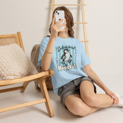 Delusional But Hopeful Retro Penguin Graphic Tee