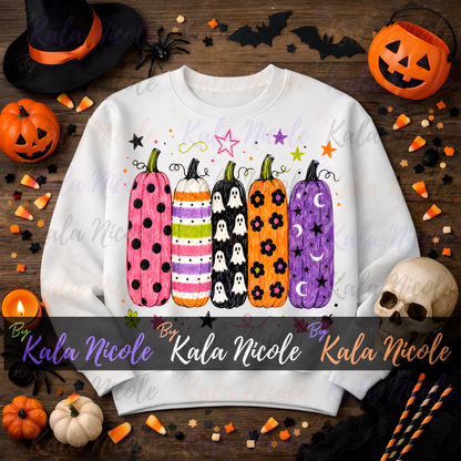 Trendy Pumpkins PNG Bundle | Fall Halloween PNG | Patterned Pumpkin Clipart (Digital Download)