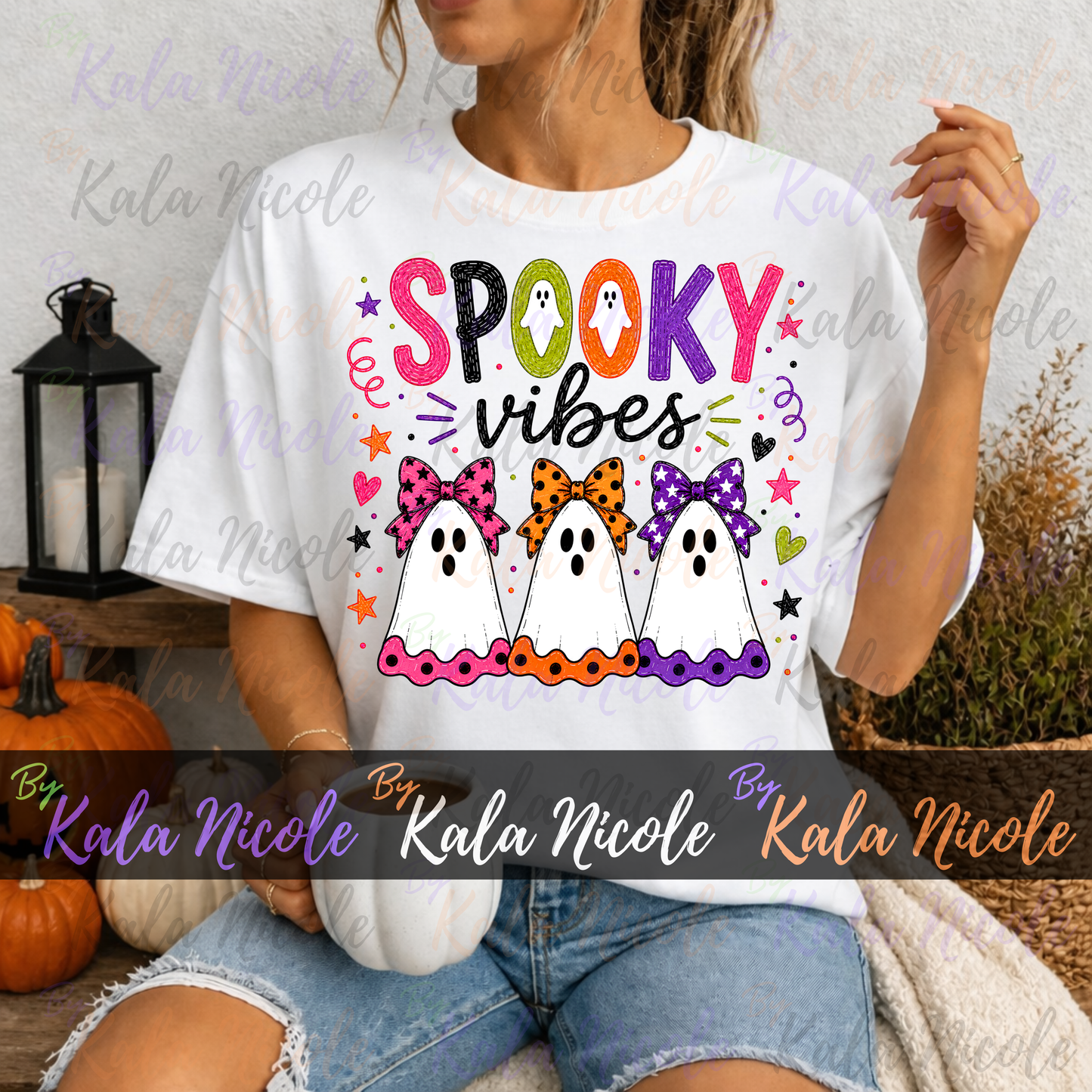 Spooky Vibes Doodle PNG Bundle | Trendy Fall Halloween PNG | Cute Ghost Clipart (Digital Download)