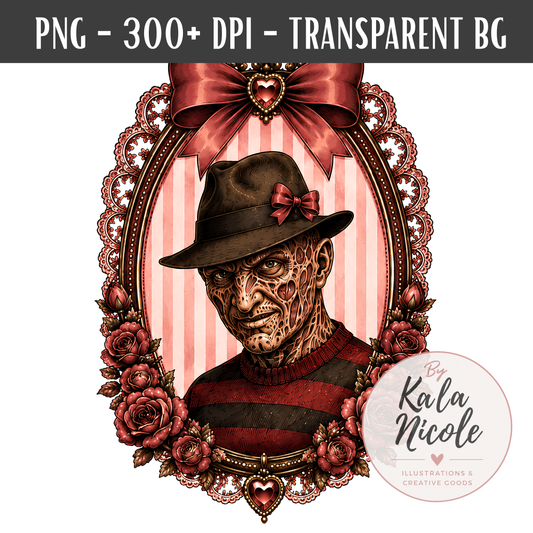 Coquette Horror Portrait PNG | Burned Face Slasher
