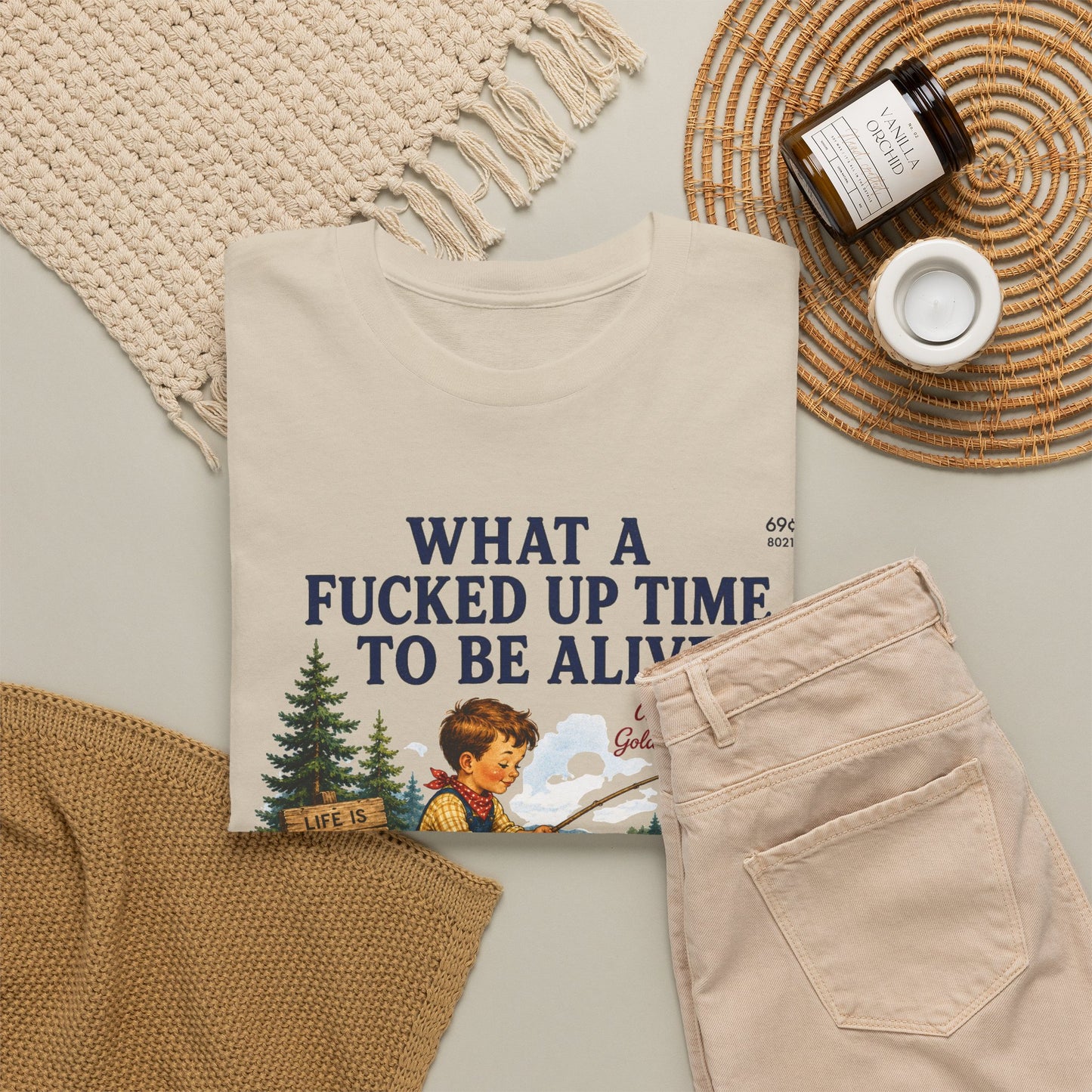 Vintage Fishing Tee — “What a Fucked Up Time to Be Alive”