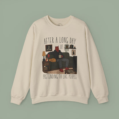 “After a Long Day of Pretending to Like People” Cozy Introvert Sweatshirt