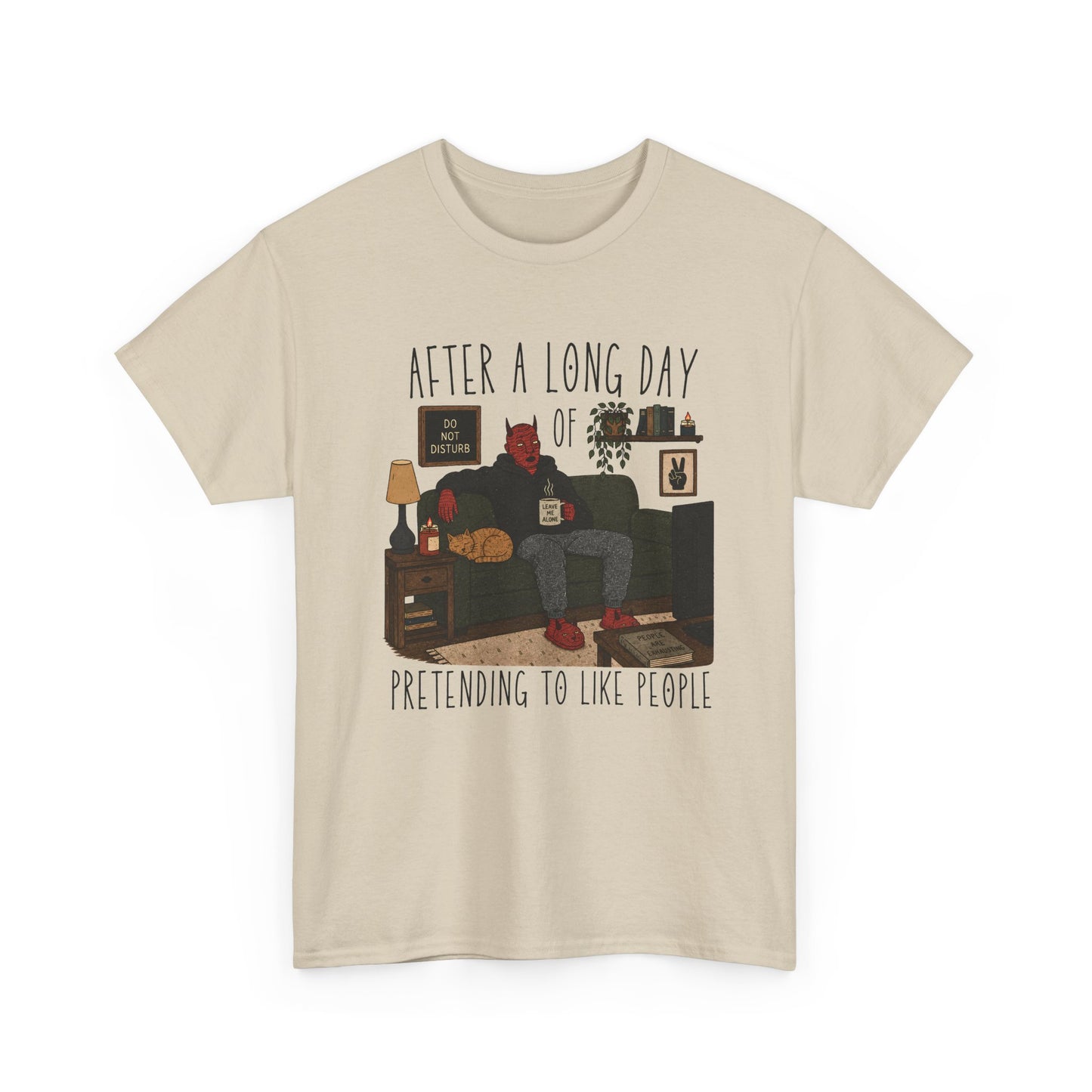 Introvert Humor T-Shirt — "After a Long Day of Pretending to Like People" Graphic Tee