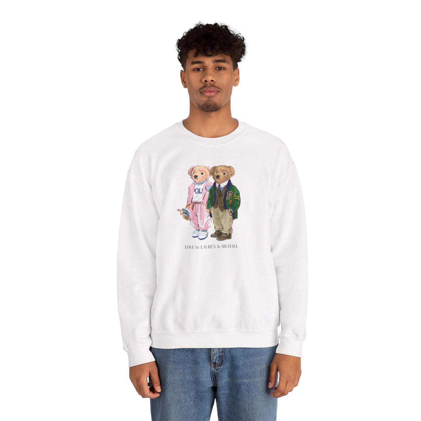 Personalized Couples Crewneck Sweatshirt — Custom Bear Illustration | Gift for Him & Her