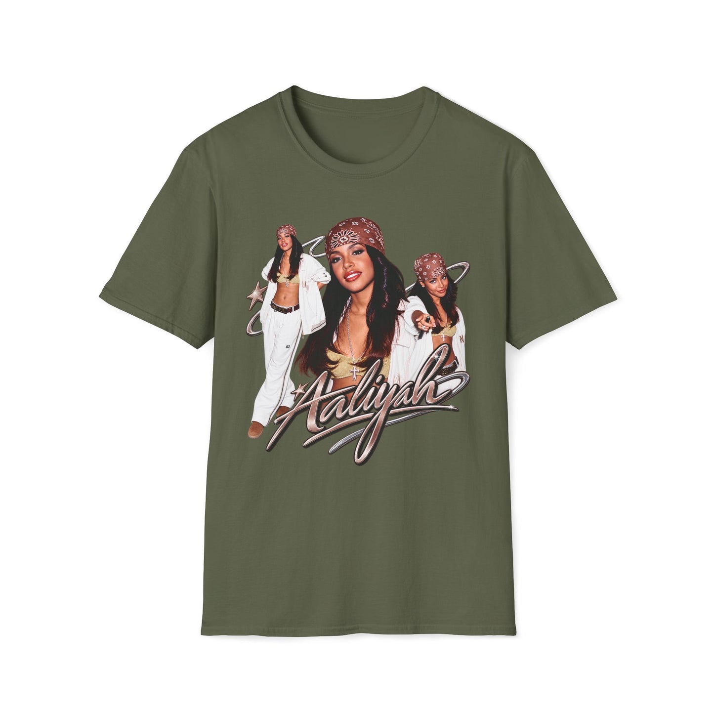 Aaliyah Tribute T-Shirt — Vintage 90s R&B Bandana Graphic Tee