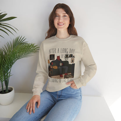 “After a Long Day of Pretending to Like People” Cozy Introvert Sweatshirt