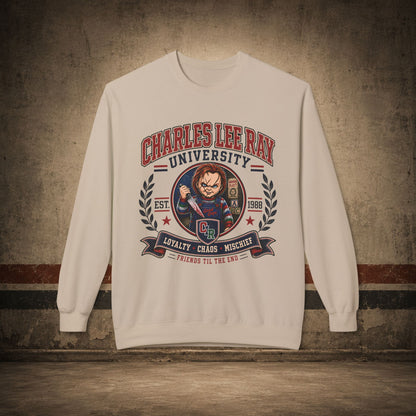 Charles Lee Ray University Crewneck Sweatshirt – Retro Horror School Logo