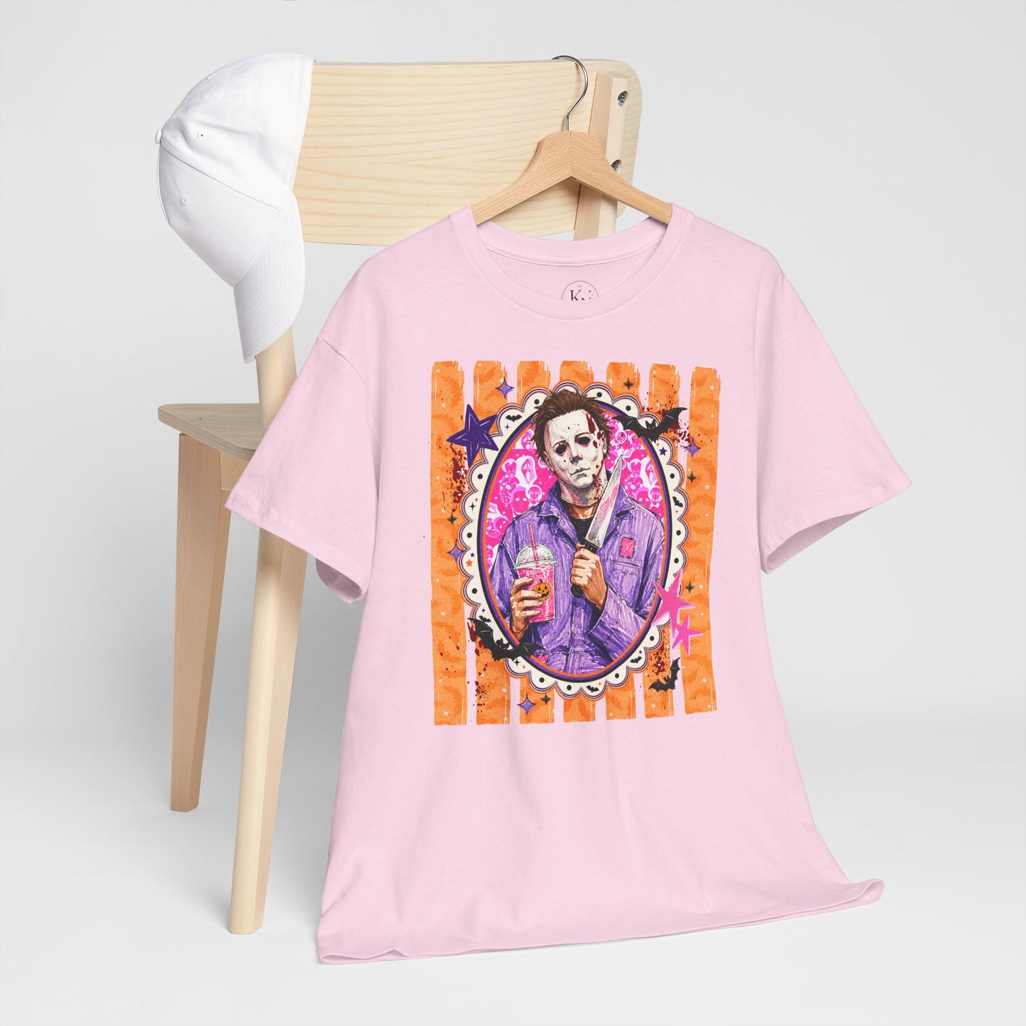 Halloween Michael Myers Portrait Tee — Colorful Spooky Horror Shirt