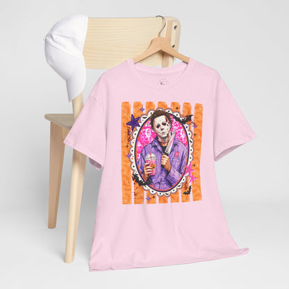 Halloween Michael Myers Portrait Tee — Colorful Spooky Horror Shirt