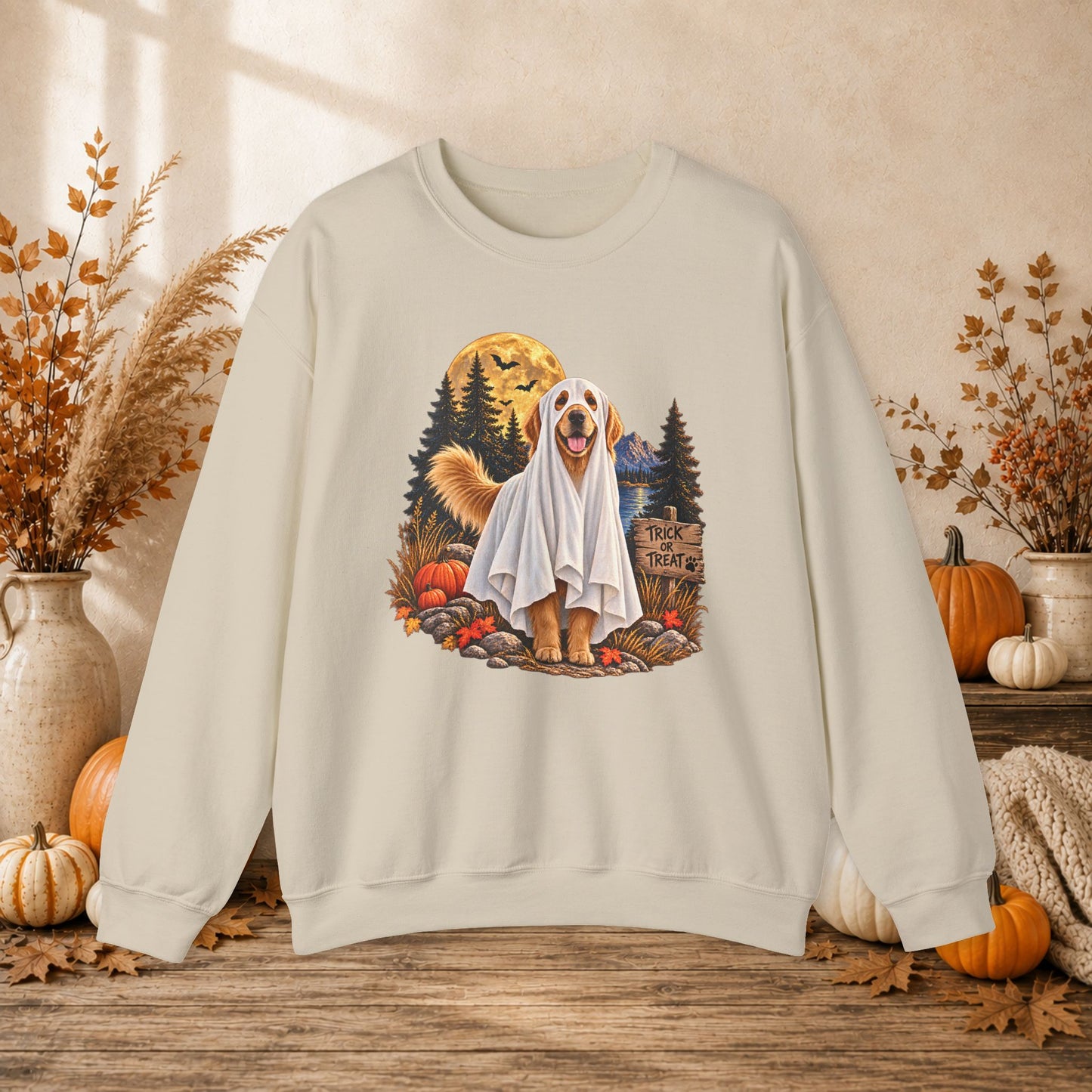 Golden Retriever Ghost Halloween Sweatshirt