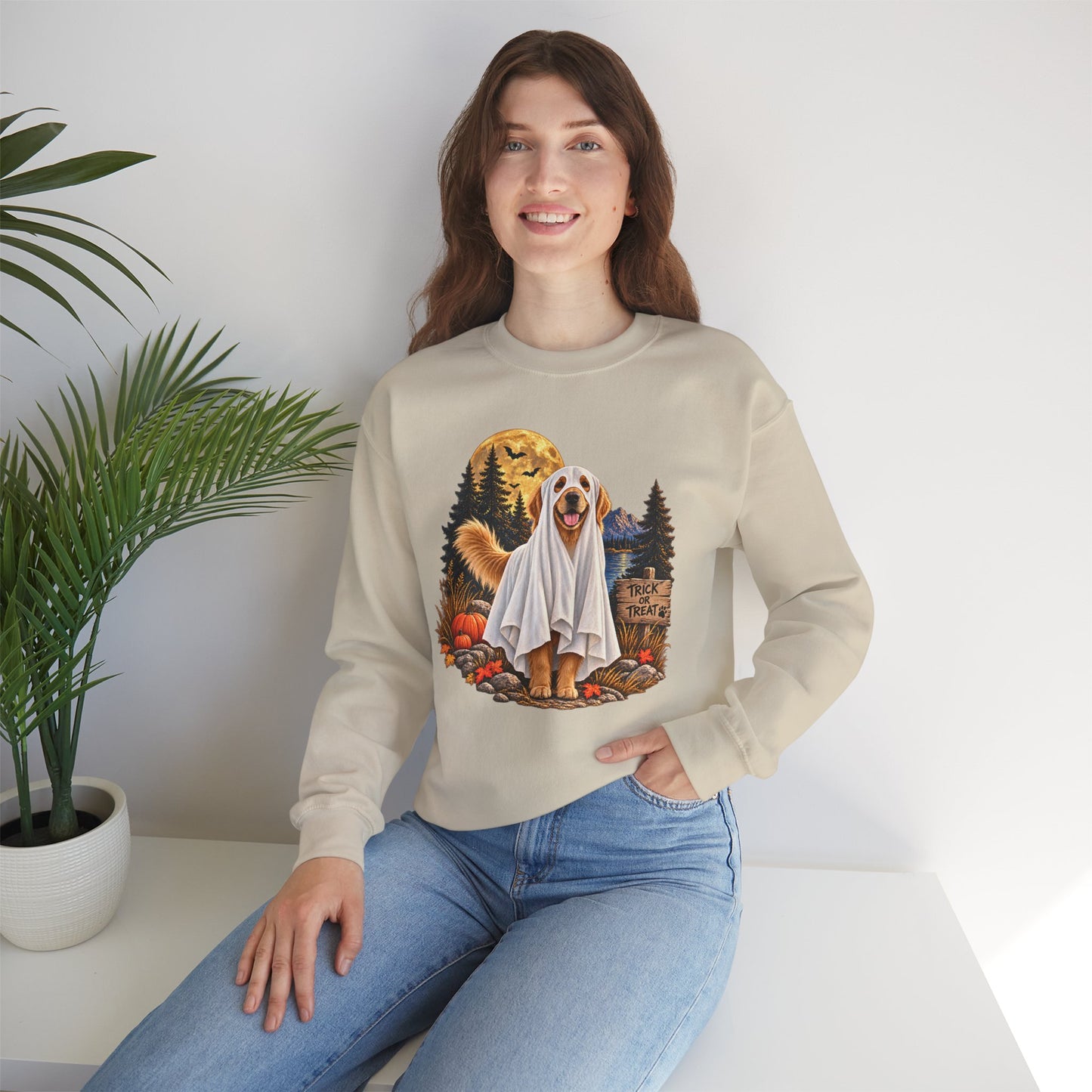 Golden Retriever Ghost Halloween Sweatshirt
