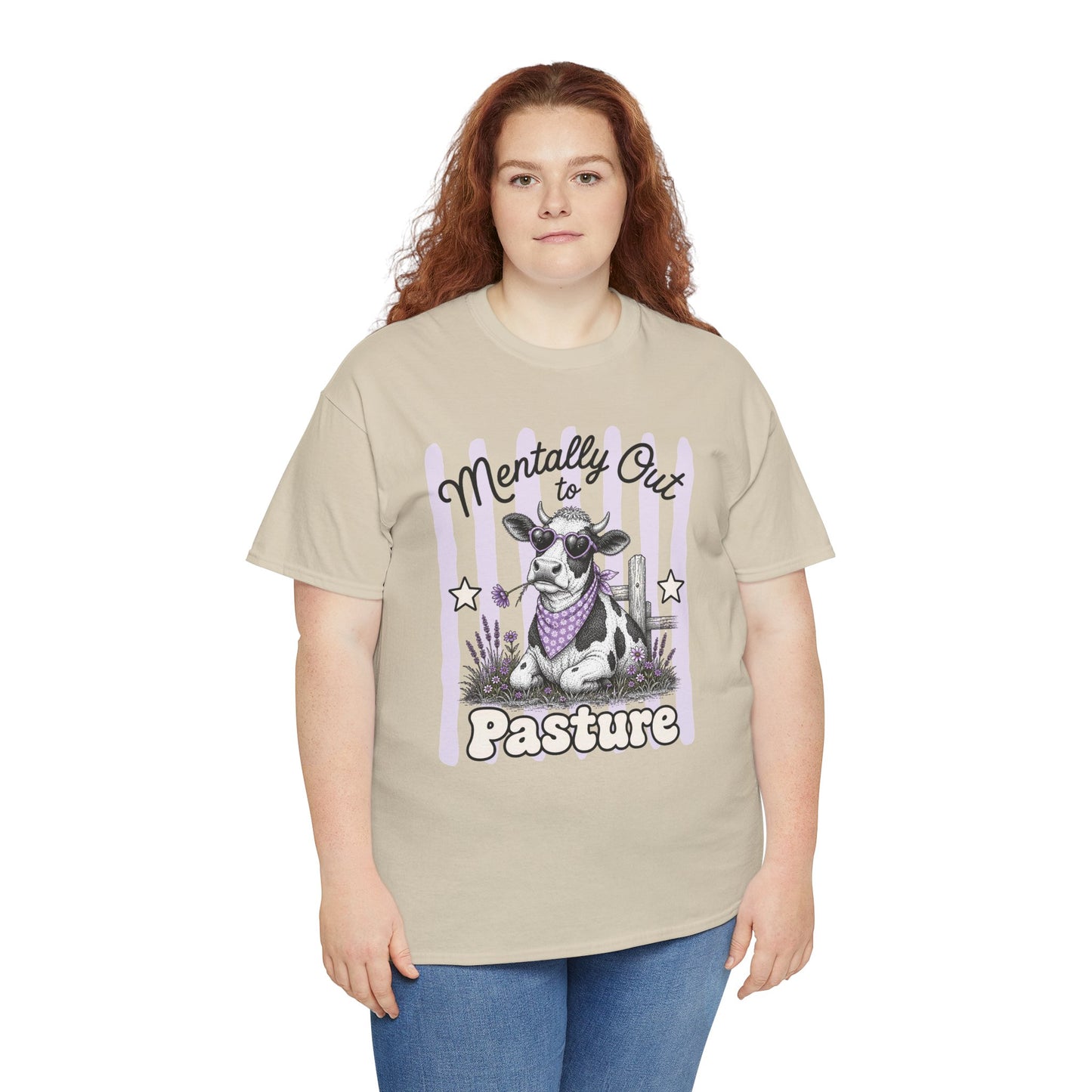 Mentally Out to Pasture Retro Cow Graphic Tee