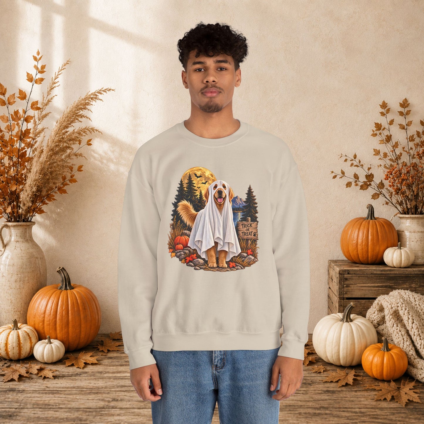 Golden Retriever Ghost Halloween Sweatshirt
