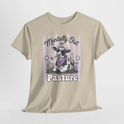 Mentally Out to Pasture Retro Cow Graphic Tee