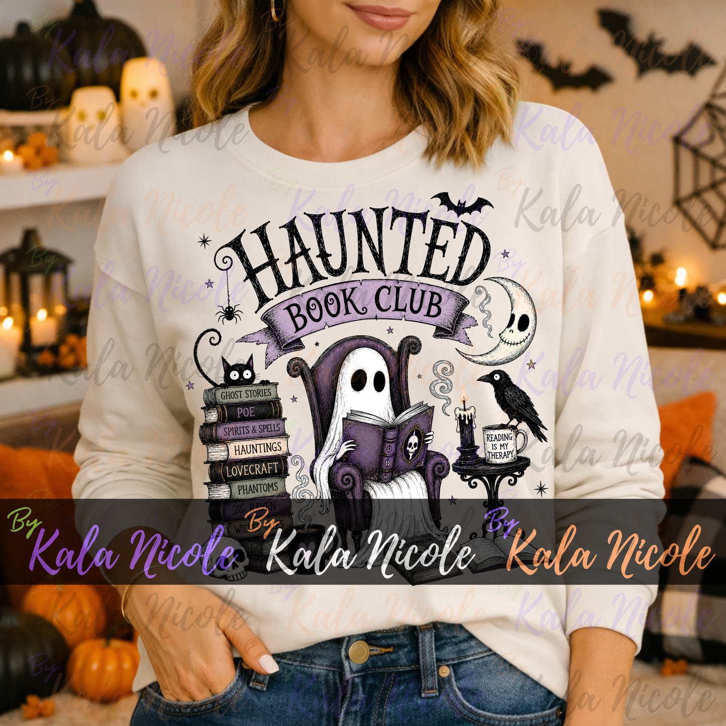 Haunted Book Club PNG | Trendy Halloween PNG | Fall PNG | Cute Ghost Clipart (Digital Download)
