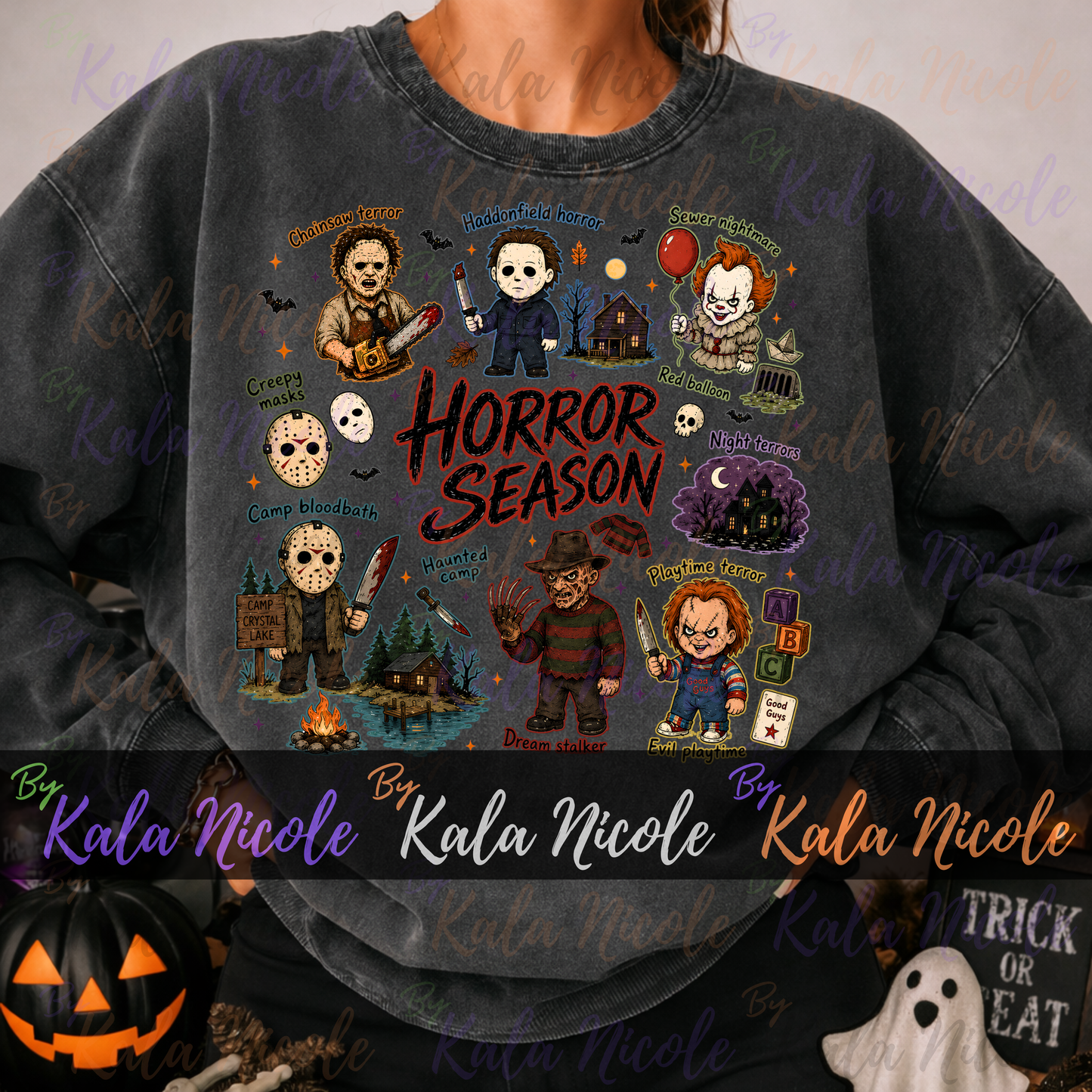 Horror Season Doodle PNG Bundle | Trendy Halloween PNG | Horror Movie Clipart (Digital Download)