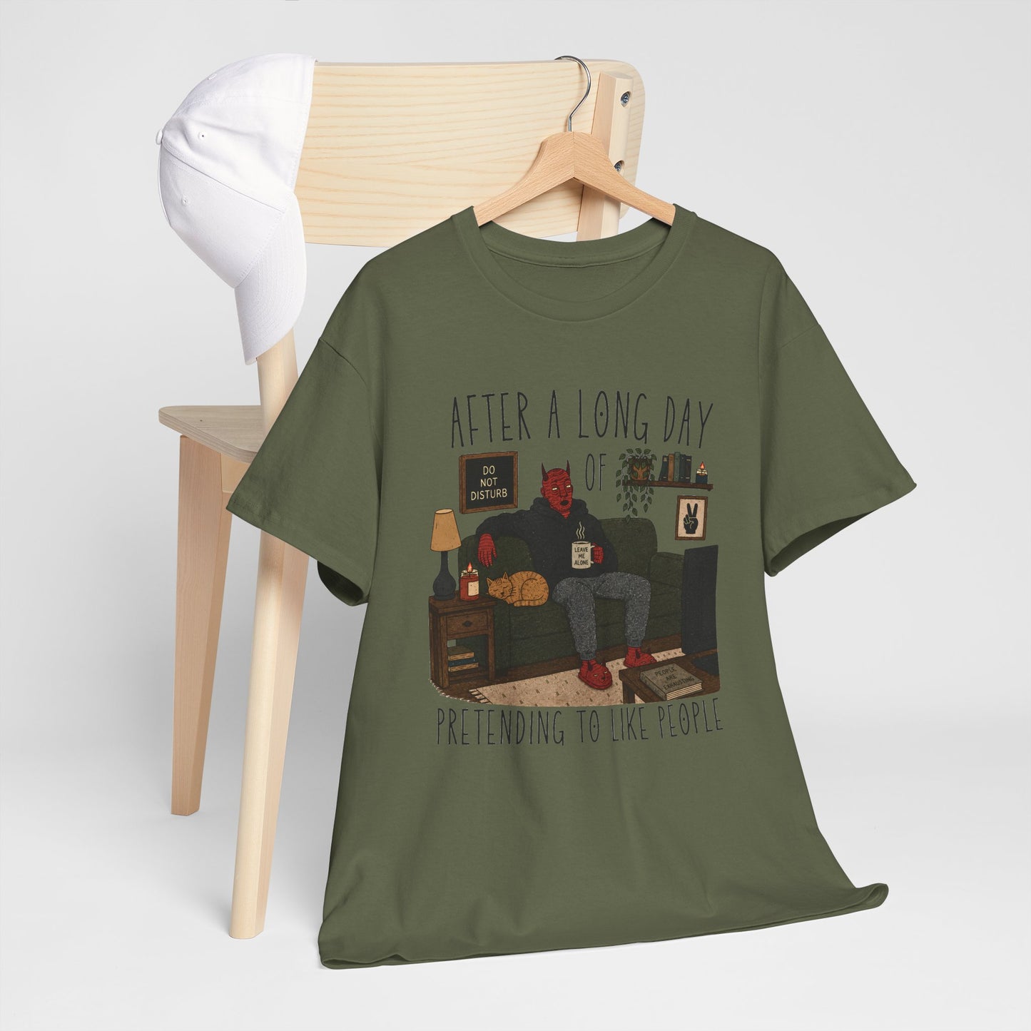 Introvert Humor T-Shirt — "After a Long Day of Pretending to Like People" Graphic Tee
