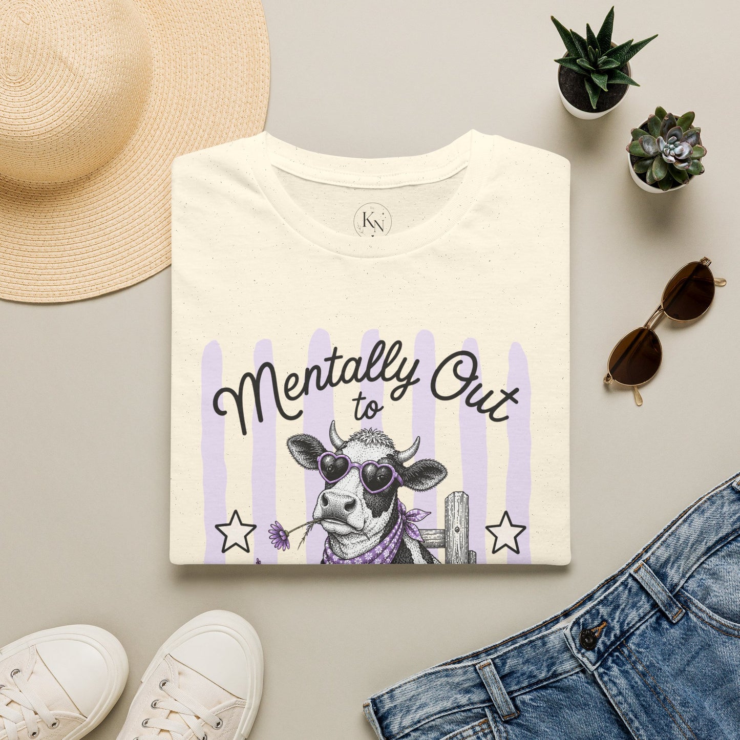 'Mentally Out to Pasture' Cow Graphic Tee