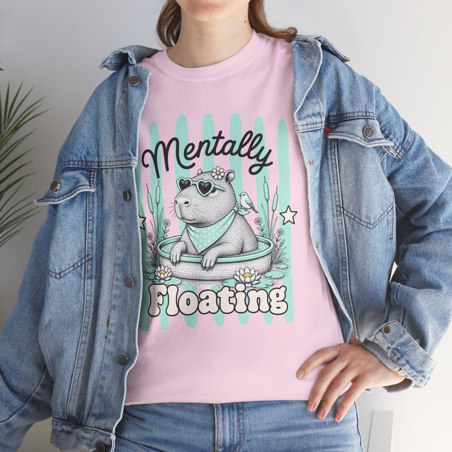 Mentally Floating Retro Capybara Graphic Tee