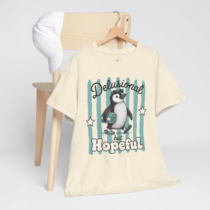Delusional But Hopeful Retro Penguin Graphic Tee
