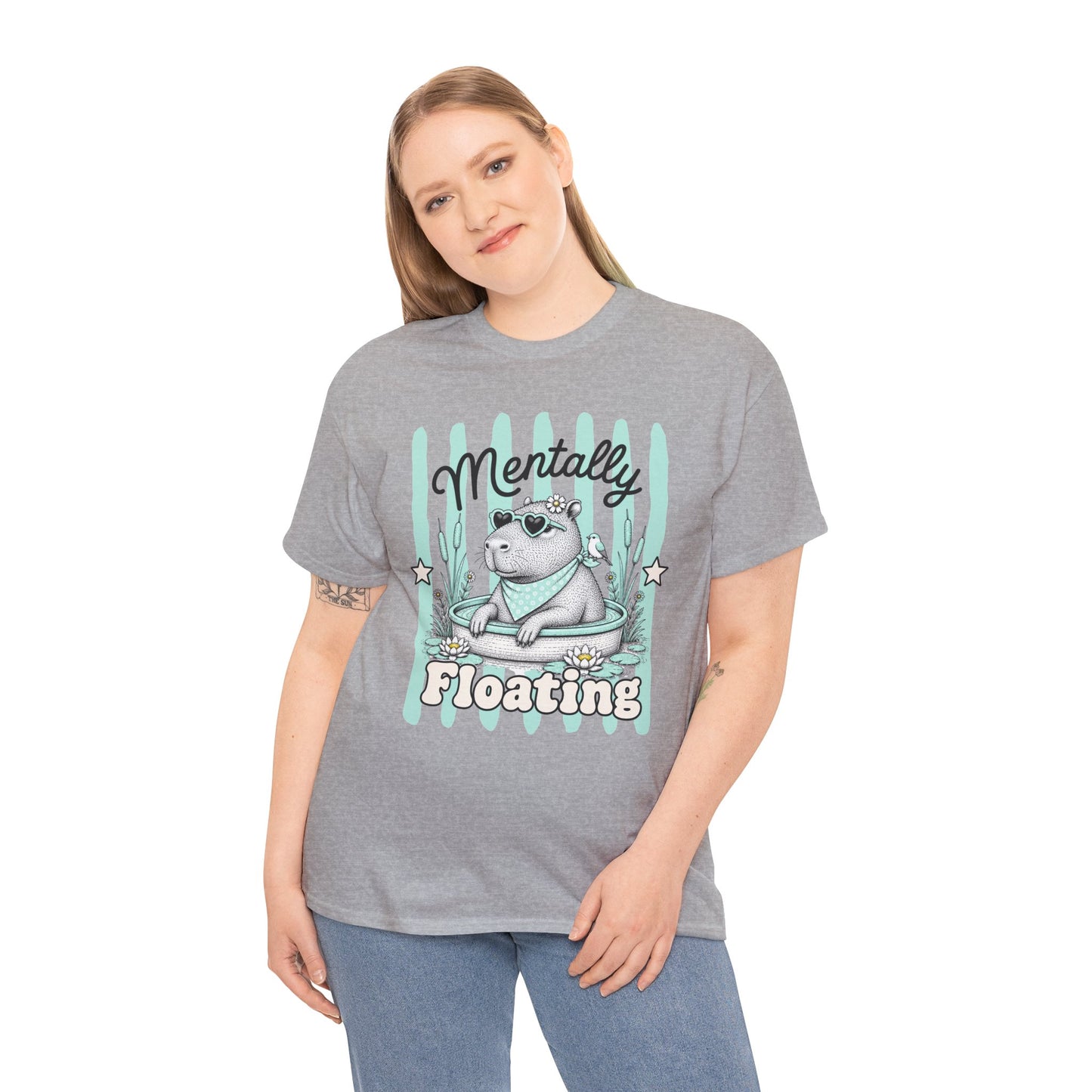 Mentally Floating Retro Capybara Graphic Tee