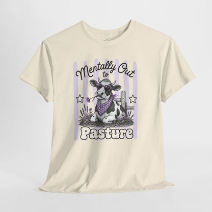 Mentally Out to Pasture Retro Cow Graphic Tee