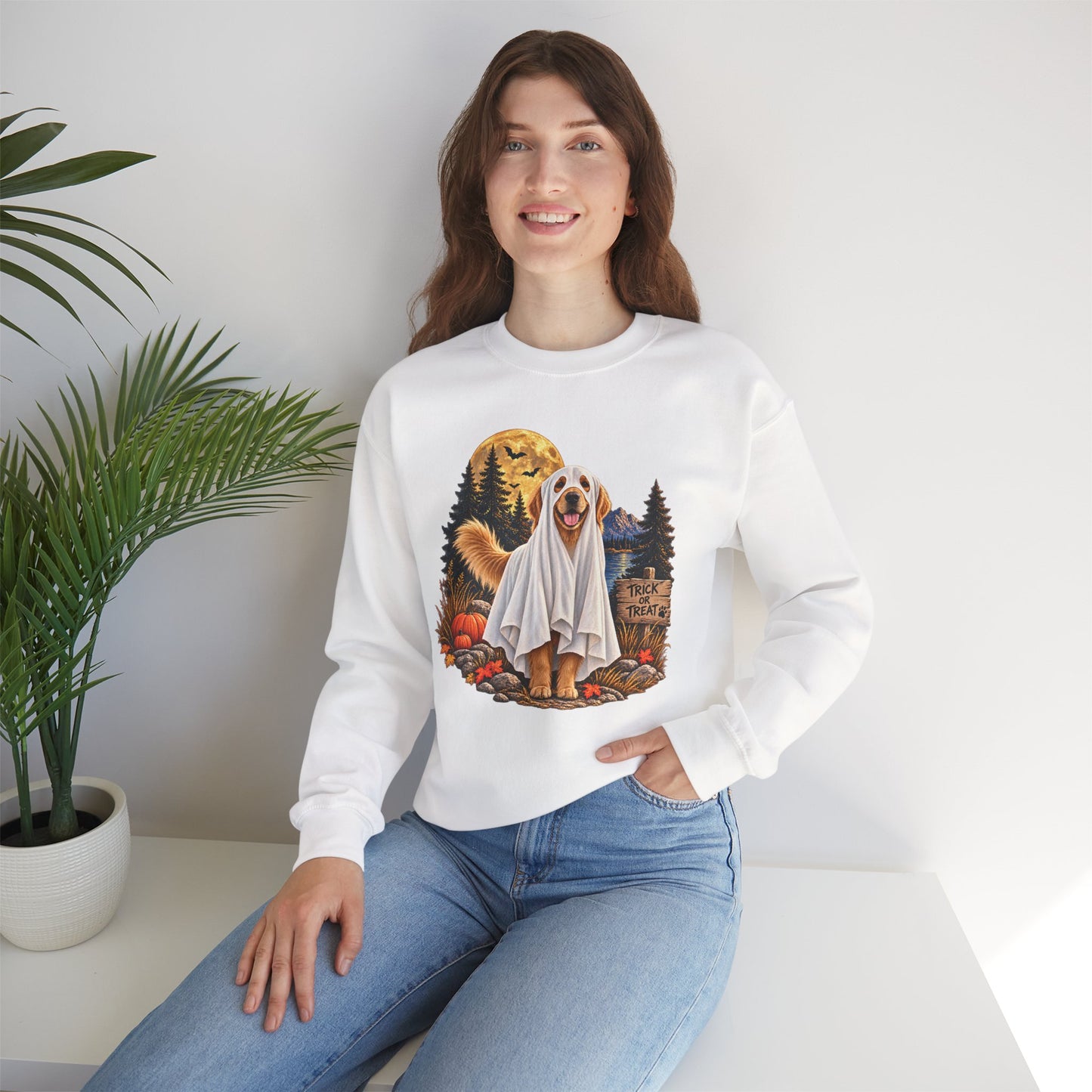 Golden Retriever Ghost Halloween Sweatshirt