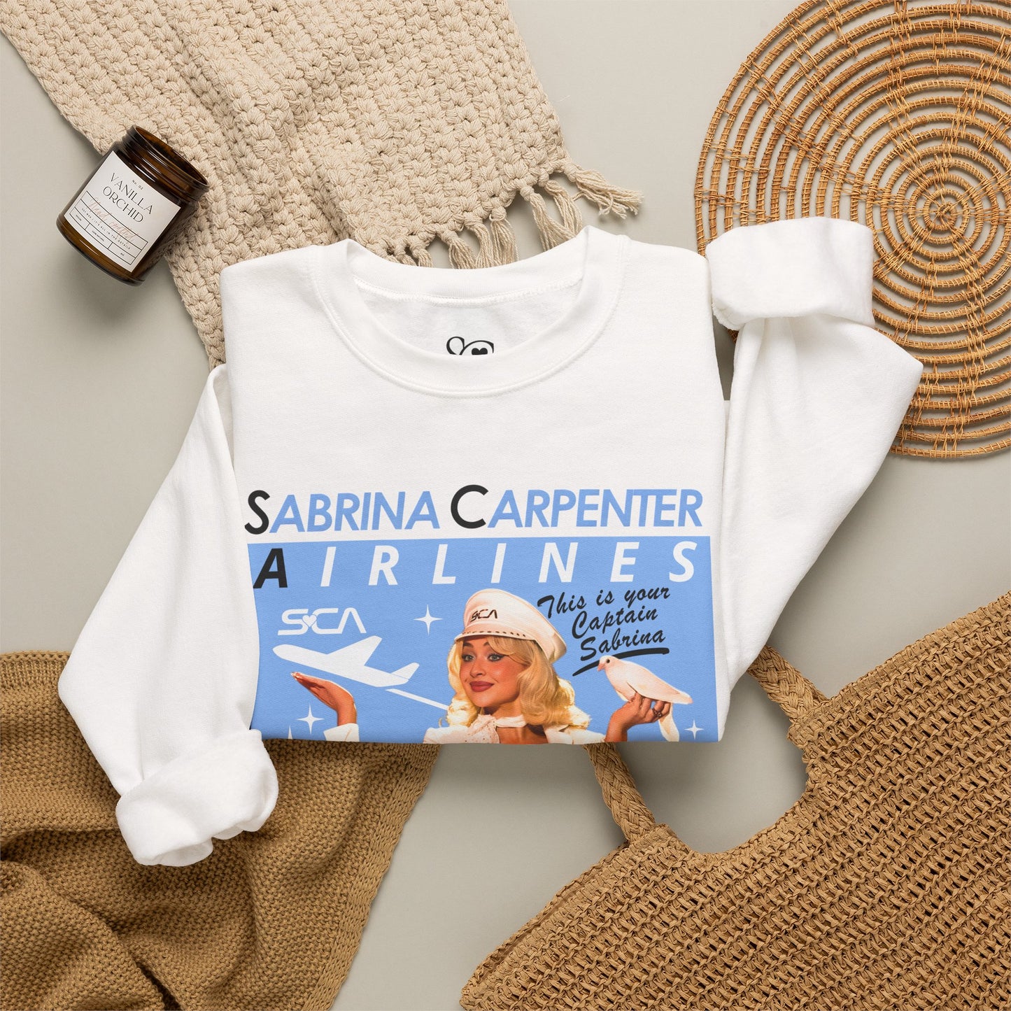 Sabrina Carpenter Airline Crewneck Sweatshirt | Retro Flight Attendant Graphic