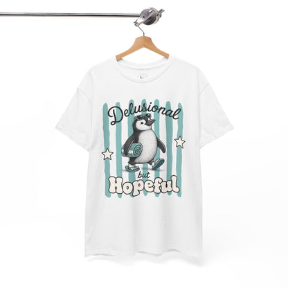 Delusional But Hopeful Retro Penguin Graphic Tee